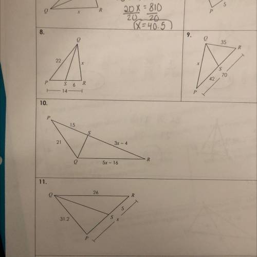 If qs represents an angle bisector solve for x I need help with this​