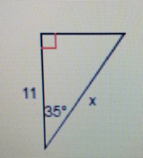 Solve for x by finding the missing side of the triangle. Round your answer to the nearest tenth ​