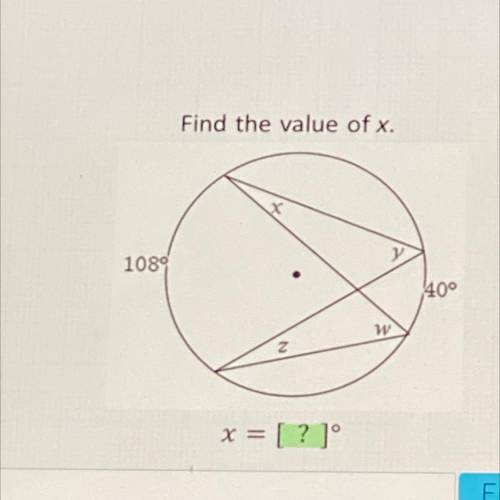 Find the value of X. 108° 40°