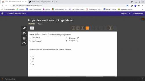 Which is 6log + 4log (x+6) written as a single logarithm?