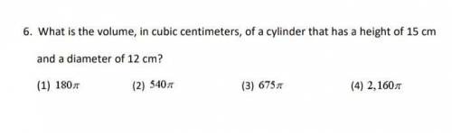 what is the volume, in cubic centimeters, of a cylinder that has a height of 15 cm and a diameter o