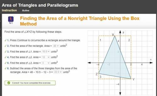 FINDING THE AREA OF A NONRIGHT TRIANGLE USING THE BOX METHOD.