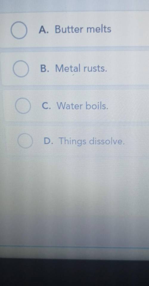 Which of the follow is a chemical change​