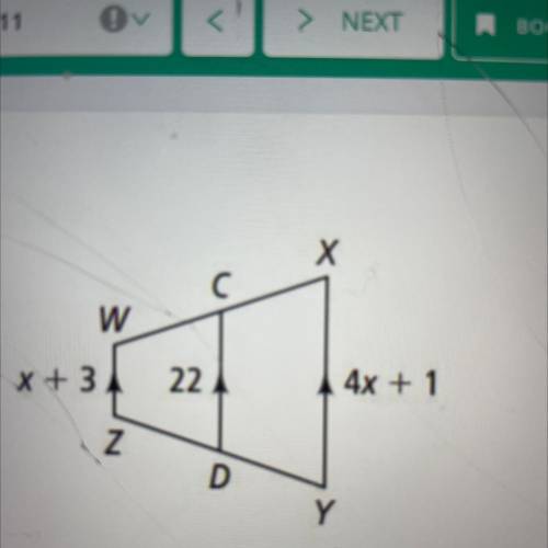 Segment CD is the mid segment of trapezoid WXYZ what is the value of XY?