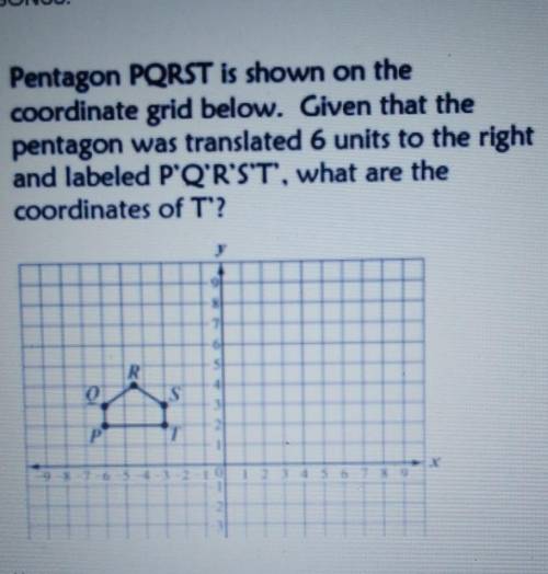Pentagon PQRST is shown on the coordinate grid below. Given that the pentagon was translated 6 unit