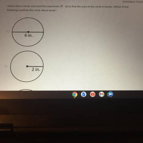 THE OTHER CIRCLE WAS 3 IN AND 6 IN PLEASE HELP ME ASAP TEST QUESTION