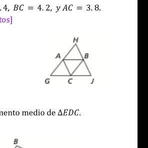 A,B,yC son los puntos medios del ∆. = 3.4, = 4.2, = 3.8. Encuentra el valor del perímetro de ∆.

A