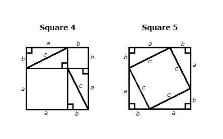 Write an expression for the area of square 4 by combining the areas of the four triangles and the t