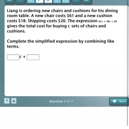 Liang is ordering new chairs and cushions for his dining room table. A new chair costs $61 and a ne