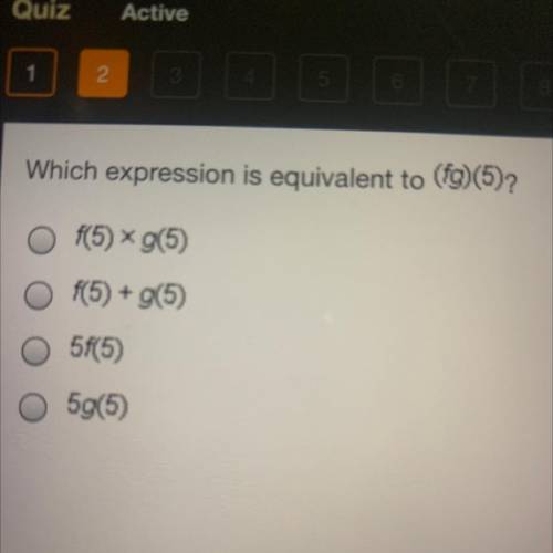 Which expression is equivalent to (fg)(5)