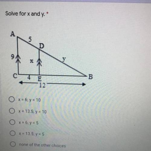 What would be the steps for solving for x and y.
