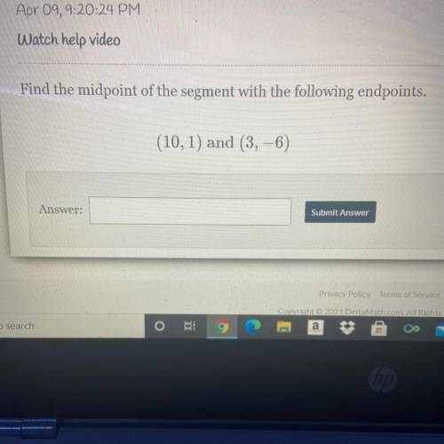 Find the midpoint of the segment with the following endpoints.
(10,1) and (3,-6)