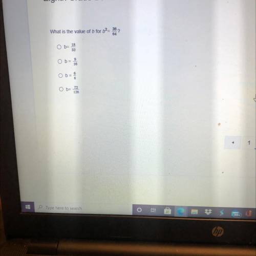What is the value of b for b2 = 36/64