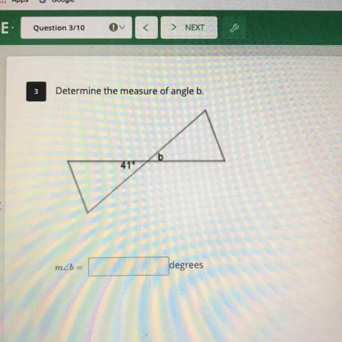 Determine the measure of angle b using the photo.
