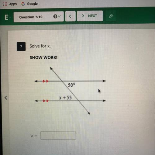 Solve for x and show work.