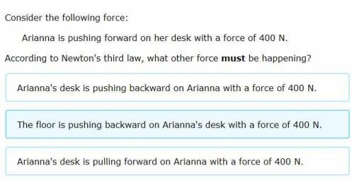 According to Newton's third law, what other force must be happening?