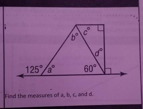 Find the measures of a, b, c, and d.​