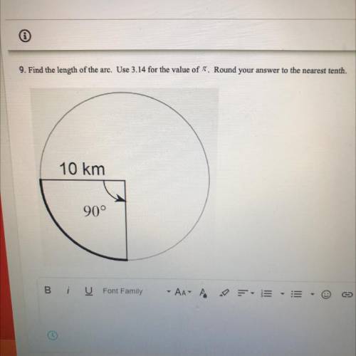 Find the length of the arc. Use 3.14 for the value of 7. Round your answer to the nearest tent

10