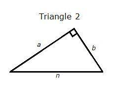 Since triangle 2 is a right triangle, write an equation applying the Pythagorean Theorem to the tri