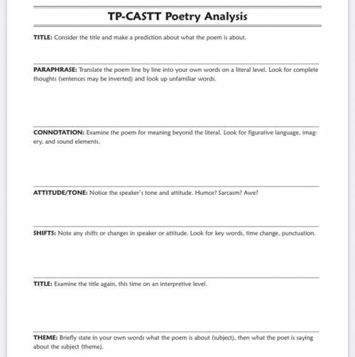 One of these TP-CASTT Poetry Analysis for the poem “The Gathering Place”.