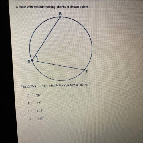 A circle with two intersecting chords are shown below. if m