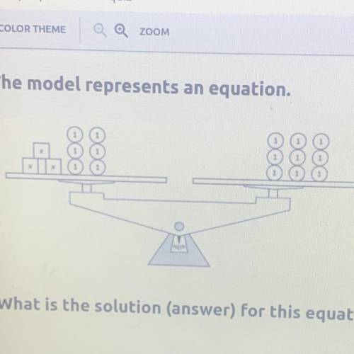The model represents an equation. What is the solution (answer) for this equation.