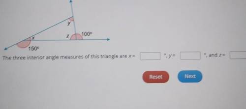 Type the correct answer in each box The three interior angle measures of this triangle are

x = __