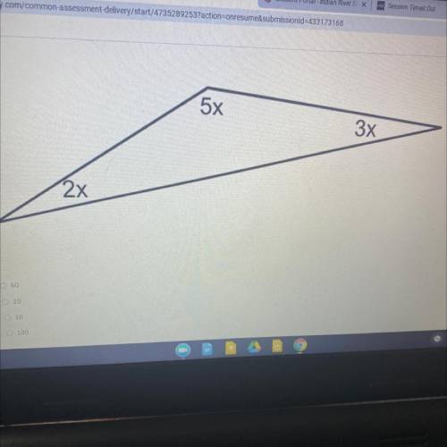 What would x equal for this triangle