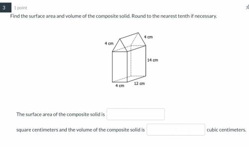 Find the surface area and volume of the composite solid. Round to the nearest tenth if necessary.