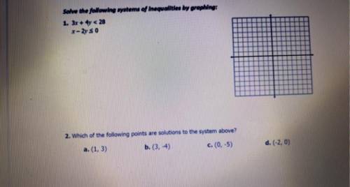 Will give brainiest

Solve the following systems of inequalities by graphing:
1. 3x + 4y < 28
r