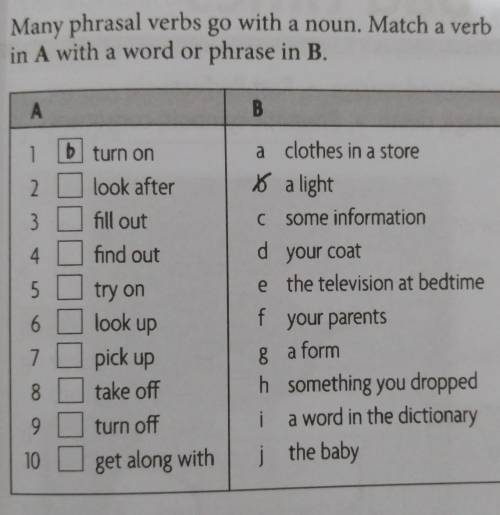 Plz help.....Match a verb in A with a word or phrase in B ​