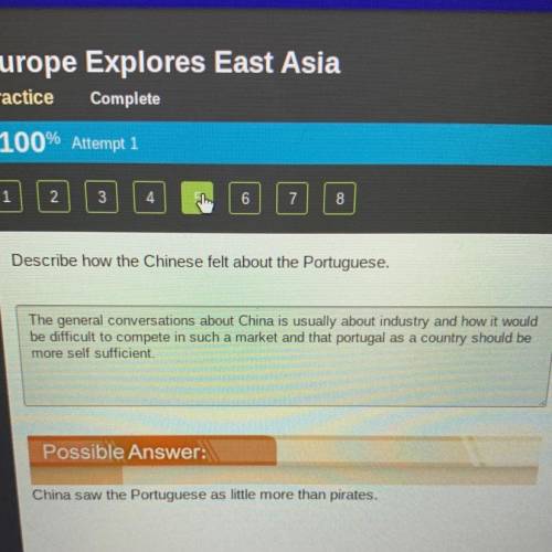 Describe how the Chinese felt about the Portuguese

the possible answer says China saw the Portug
