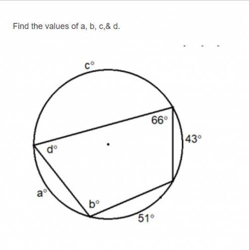 Find the valuse of angle a, b, c and d.