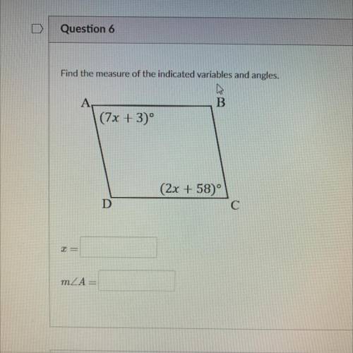 Looking for x and angle A