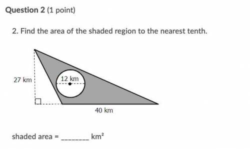 Help, ive been stuck on this for 2 hours

2. Find the area of the shaded region to the nearest ten