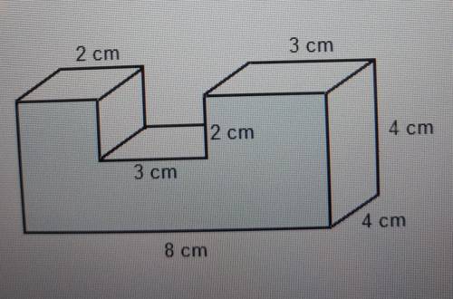 PLEASE HELP ME! What is the surface area of the shaded front face of the composite solid? 2 cm 3 cm