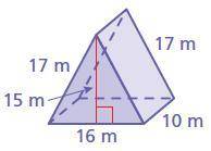 Find the surface area of the prism.
The surface area is 
square meters.