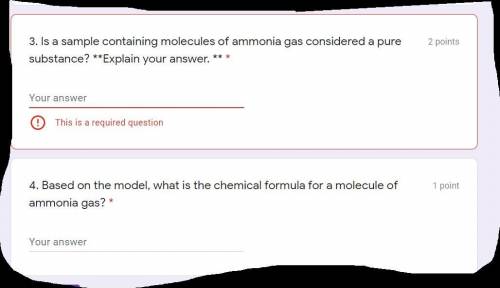 1. Is a sample containing molecules of ammonia gas considered a pure substance? **Explain your answ
