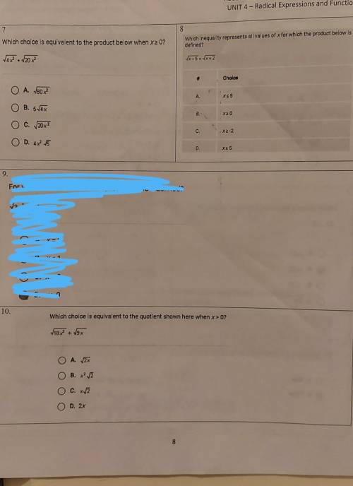 Can someone help me with #7, #8, and #10 ​