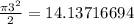 \frac{\pi 3^{2} }{2} = 14.13716694