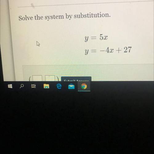 Solve the system by substitution.......