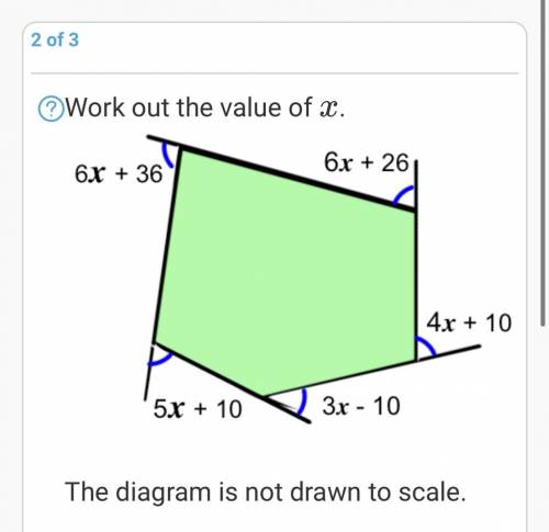 Work out the value of 
x
.
The diagram is not drawn to scale