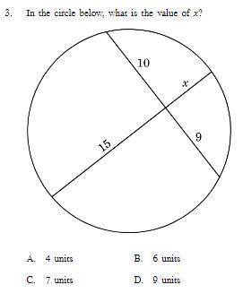 N the circle below, what is the value of x?