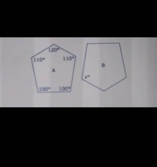 Pentagon A is rotated 180° about its center and then translated to create pentagon B.

What is the
