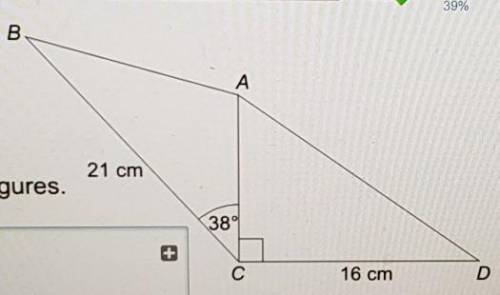 ABC and ACD are triangles.

The area of ACD is 108 cm Work out the area of ABC.Give your answer to