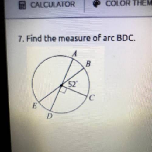 Find the measure of arc BDC?