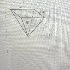 What is the volume of the rectangular pyramid ?
14 ft
9.5 ft
15 ft