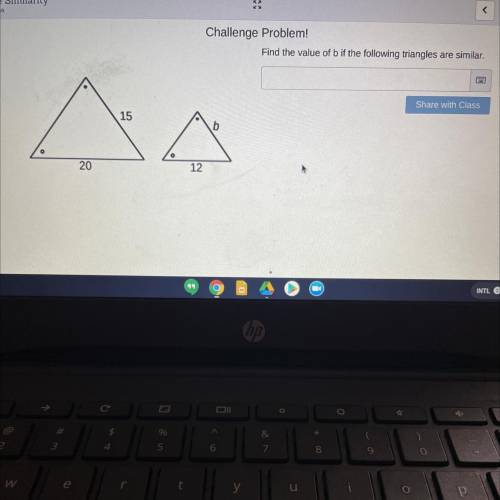 Find the value of b if the following triangles are similar.
