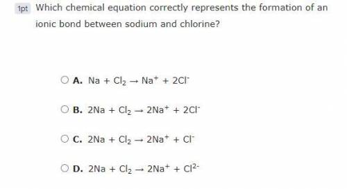 Which chemical equation correctly represents the formation of an ionic bond between sodium and chlo