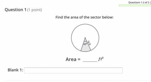 Find the area of the sector below :